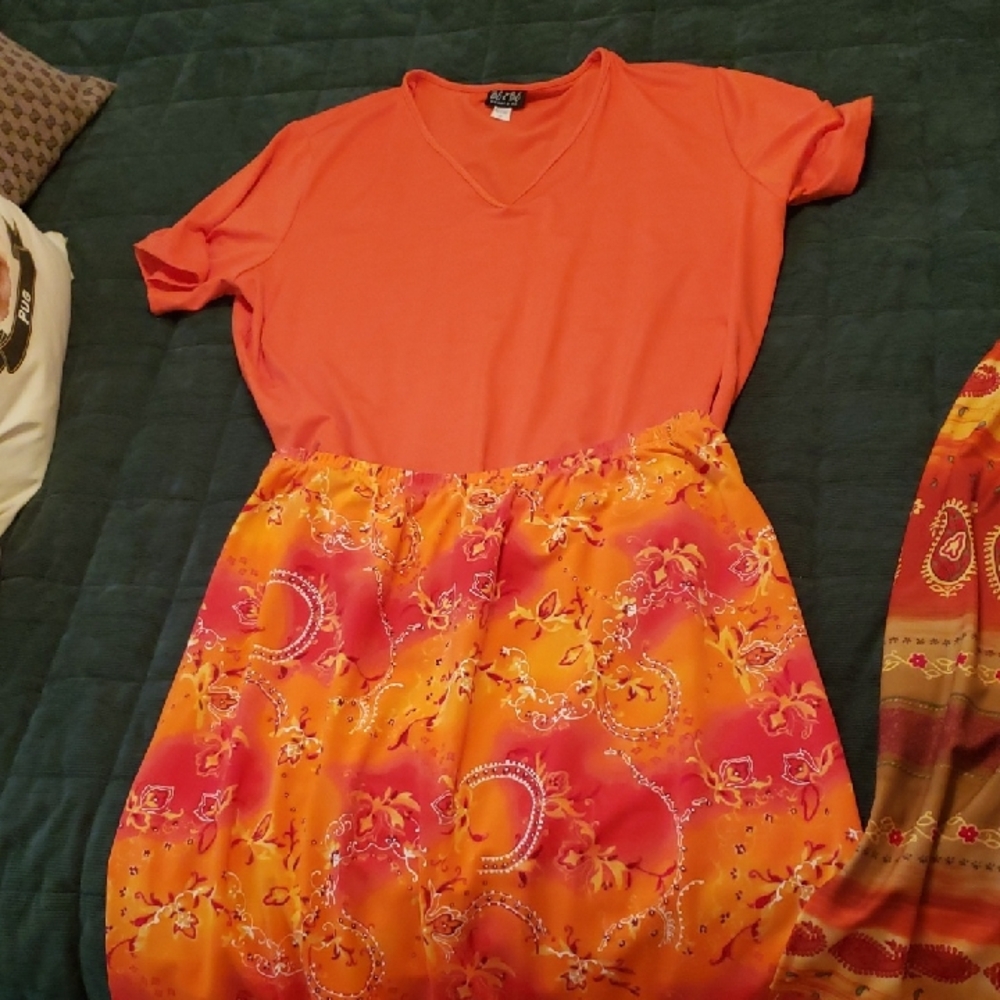 Vibrant Orange Skirt Set